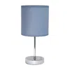 Hivvago 12" Silver Metal Table Lamp Led With Purple Drum Shade