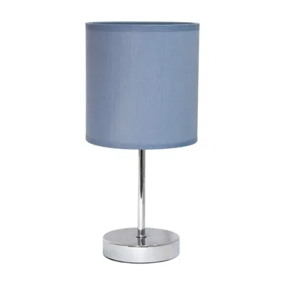 HIVVAGO SET OF TWO 12" SILVER METAL TABLE LAMP WITH PURPLE DRUM SHADE