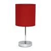 Hivvago 12" Silver Metal Table Lamp Led With Red Drum Shade In Red