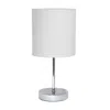 Hivvago 12" Silver Metal Table Lamp Led With Slate Gray Drum Shade In White
