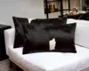 Hivvago Set Of Two 12" X 20" Black And White Cowhide Throw Pillows In Black
