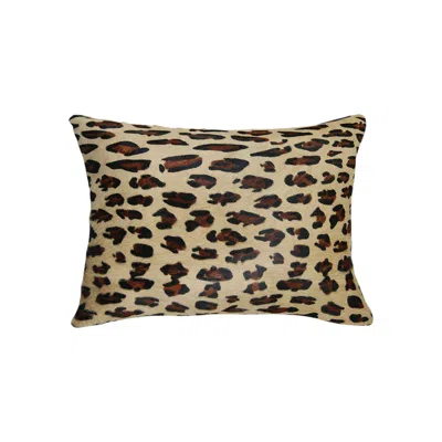 HIVVAGO SET OF TWO 12" X 20" BROWN AND BLACK LEOPARD COWHIDE LUMBAR THROW PILLOWS