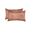 Hivvago Set Of Two 12" X 20" Brown Cowhide Throw Pillow In Brown