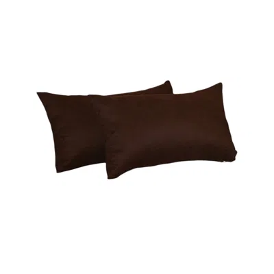Hivvago Set Of Two 12" X 20" Brown Fabric Lumbar Throw Pillows