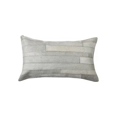 Hivvago Set Of Two 12" X 20" Gray Patchwork Cowhide Lumbar Throw Pillows