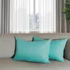 Hivvago Set Of Two 12" X 20" Turquoise Fabric Lumbar Throw Pillows In Blue