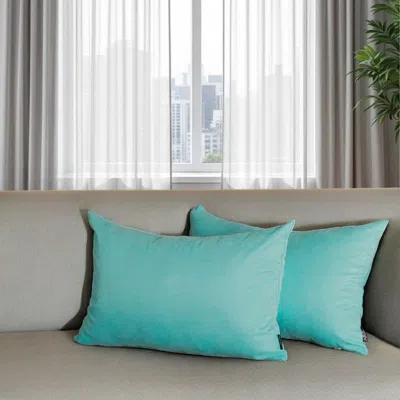 Hivvago Set Of Two 12" X 20" Turquoise Fabric Lumbar Throw Pillows In Blue