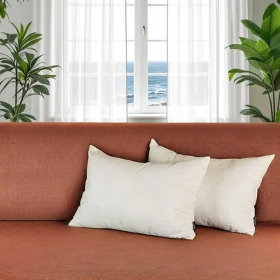 Hivvago Set Of Two 12" X 20" White Fabric Lumbar Throw Pillows