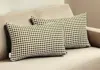 Hivvago Set Of Two 12" X 20" Yellow And Black Houndstooth Fabric Lumbar Throw Pillows In Neutral