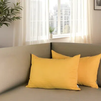 Hivvago Set Of Two 12" X 20" Yellow Polyester Zippered Pillow Cover