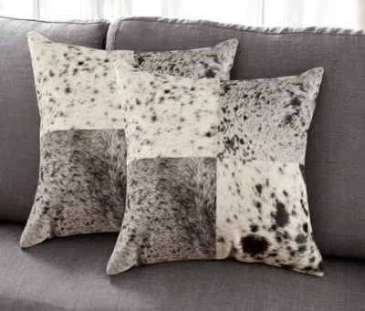 HIVVAGO SET OF TWO 18" BLACK AND WHITE COWHIDE THROW PILLOWS
