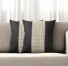 Hivvago Set Of Two 18" Black Brown And White Houndstooth Fabric Throw Pillows In Black