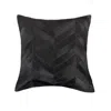 Hivvago Set Of Two 18" Black Chevron Cowhide Throw Pillows In Black