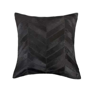Hivvago Set Of Two 18" Black Chevron Cowhide Throw Pillows