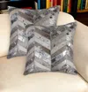 Hivvago Set Of Two 18" Gray Brown And Silver Chevron Cowhide Throw Pillows In Multi