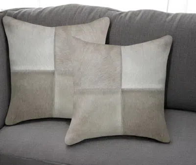 Hivvago Set Of Two 18" Gray Cowhide Throw Pillows