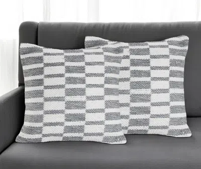 Hivvago Set Of Two 18" Gray Geometric Cotton Throw Pillows
