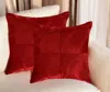 Hivvago Set Of Two 18" Red Cowhide Throw Pillows In Red