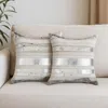 Hivvago Set Of Two 18" Silver And Gray Cowhide Throw Pillows In White