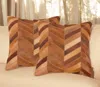 Hivvago Set Of Two 18" Tan Chevron Cowhide Throw Pillows In Brown