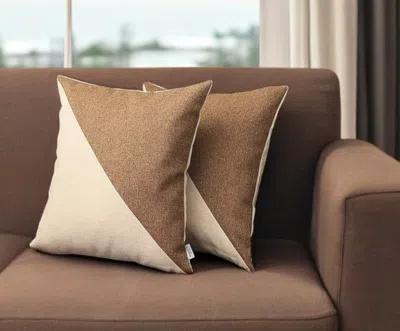 Hivvago Set Of Two 18" X 18" Polyester Zippered Pillow In Brown