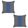 Hivvago Set Of Two 18" X 18" White And Blue Houndstooth Zippered Handmade Polyester Throw Pillow In Multi