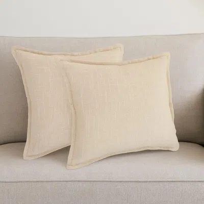 Hivvago Set Of Two 20" Beige Cotton Throw Pillows In Brown