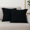 Hivvago Set Of Two 20" Black Cotton Throw Pillows With Fringe In Black