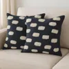 Hivvago Set Of Two 20" Dark Blue And Natural Polka Dot Cotton Throw Pillows With Texture In Black