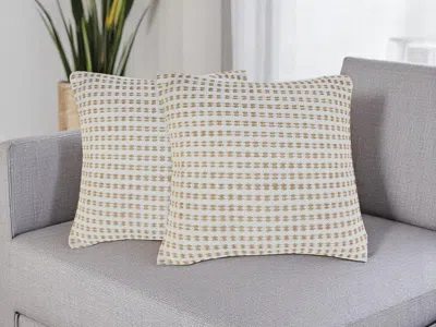 Hivvago Set Of Two 20" Ivory And Natural Striped Cotton And Jute Throw Pillows In Neutral