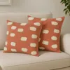 Hivvago Set Of Two 20" Orange And Natural And Orange Polka Dot Cotton Throw Pillows With Pompoms In Multi