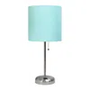 Hivvago Set Of Two 20" Silver Metal Table Lamp With Aqua Drum Shade In Blue