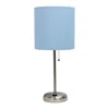 Hivvago Set Of Two 20" Silver Metal Table Lamp With Blue Drum Shade In Blue