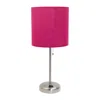 Hivvago Set Of Two 20" Silver Metal Table Lamp With Pink Drum Shade In Pink