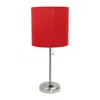Hivvago 20" Silver Metal Table Lamp Led With Red Drum Shade In Red