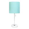 Hivvago Set Of Two 20" White Metal Table Lamp With Aqua Drum Shade In Blue