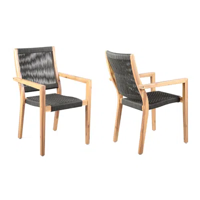 Hivvago Set Of Two 23" Charcoal And Natural Wood Solid Wood Outdoor Arm Chair In Brown