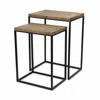 Hivvago Set Of Two 24" Black And Brown Solid Wood Nested Tables In Brown