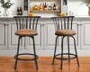 Hivvago Set Of Two 29" Brown And Black Microfiber And Metal Low Back Bar Height Swivel Bar Chairs In Black