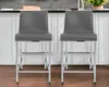 Hivvago Set Of Two 24" Gray And Silver Steel Low Back Counter Height Bar Chairs In Gray