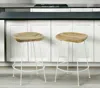 Hivvago Set Of Two 25" Natural And White Solid Wood And Steel Backless Counter Height Bar Chairs In Multi