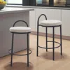 Hivvago Set Of Two 26" Beige And Black Chenille And Steel Low Back Counter Height Bar Chairs In Black