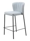 Hivvago Set Of Two 26" Gray And Black Faux Leather And Steel Counter Height Bar Chairs In Gray