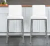 Hivvago Set Of Two 26" White And Silver Steel Low Back Counter Height Bar Chairs In White
