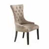 Hivvago Set Of Two 28" Beige And Dark Brown Linen Tufted Parsons Chair In Gray