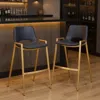 Hivvago Set Of Two 30" Black And Gold Faux Leather And Steel Low Back Bar Height Bar Chairs In Brown