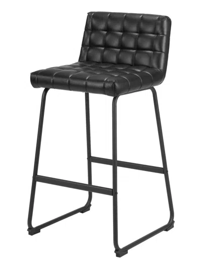 Hivvago Set Of Two 30" Black Faux Leather And Steel Bar Height Bar Chairs