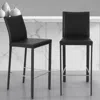 Hivvago Set Of Two 30" Black Faux Leather And Steel Bar Height Bar Chairs In Black
