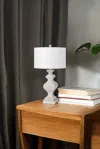 Hivvago Set Of Two 30" Distressed White Table Lamp Usb With White Cone Shade In White