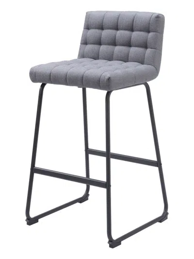 Hivvago Set Of Two 30" Gray And Black Fabric And Steel Bar Height Bar Chairs